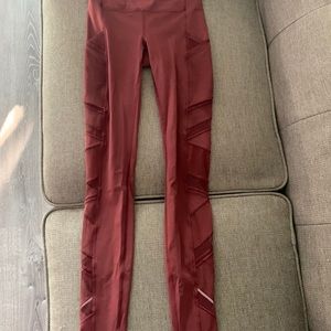 Burnt Orange Mesh lulu lemon leggings 28”